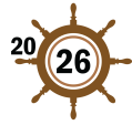 Ship steering wheel with the year 2026 on it